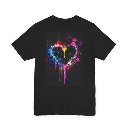 Neon Paint Drip Heart T‑Shirt